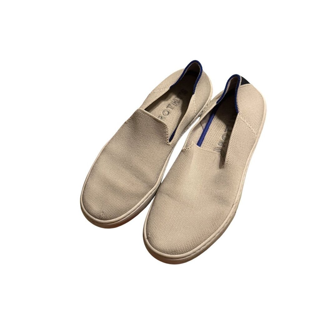 Rothys Womens Beige Slip-On Sneakers Size 6 With Blue Trim